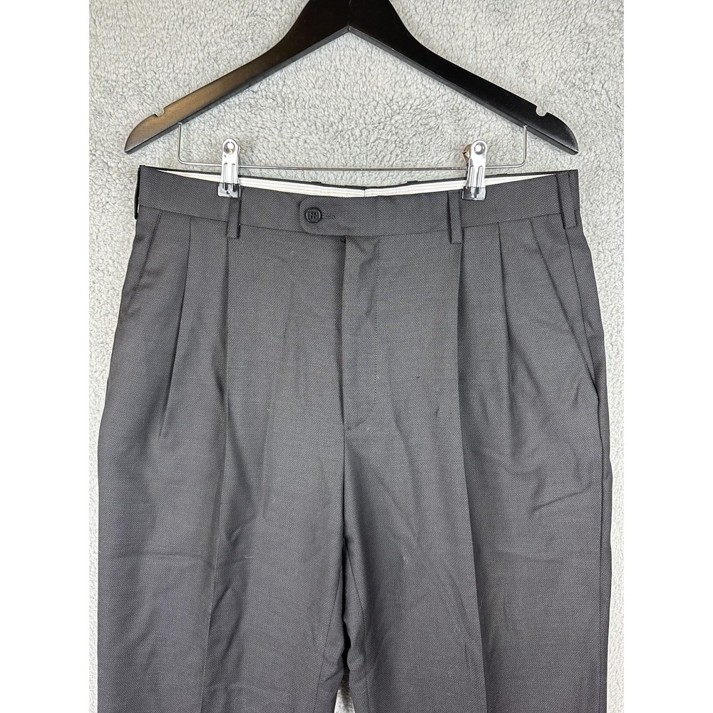 Zanella Bennett Pants Mens 34 Grey Wool Pleated Dress Trousers Made in Italy